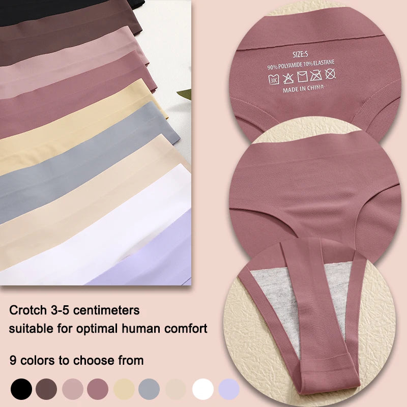 3-Piece Seamless G-String Lingerie Set - Breathable Low-Waist T-Back Panties for Women