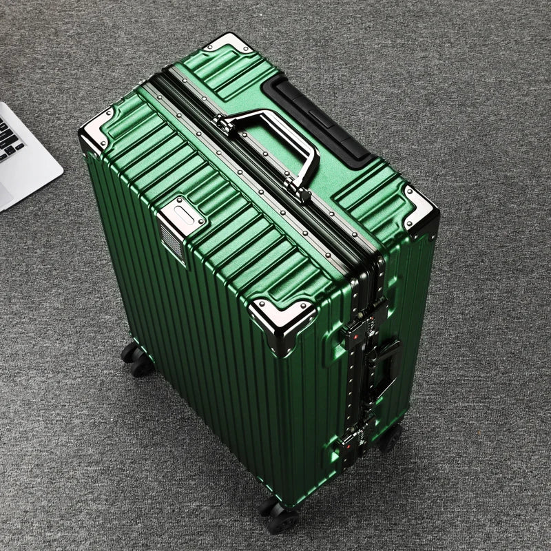 Durable Aluminum Frame Travel Suitcase - 20/26/28/30 Inch Wheeled Luggage with Password Lock & Large Capacity