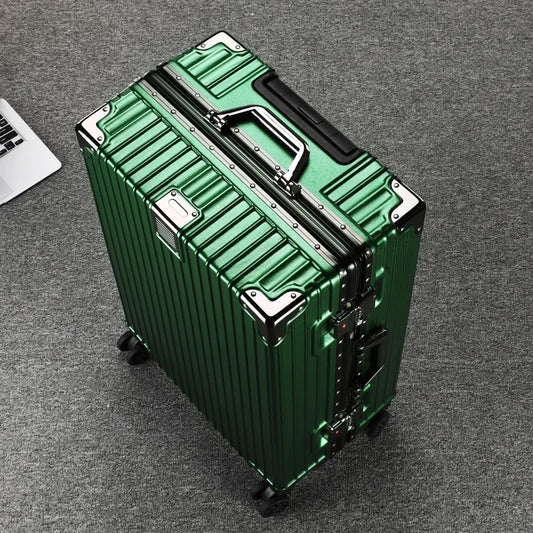 Durable Aluminum Frame Travel Suitcase - 20/26/28/30 Inch Wheeled Luggage with Password Lock & Large Capacity