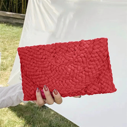 Soléa Straw Weave Clutch - Summer Casual Vacation Purse for Women