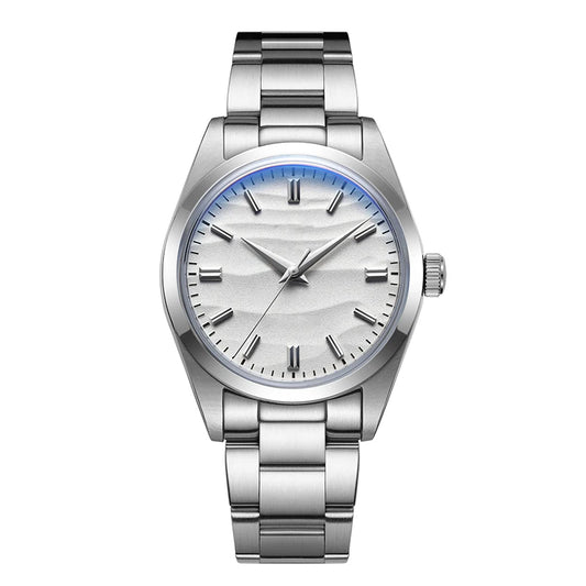 Men’s Stainless Steel Quartz Watch - 100M Waterproof, 3D Sand Dial Dress Timepiece