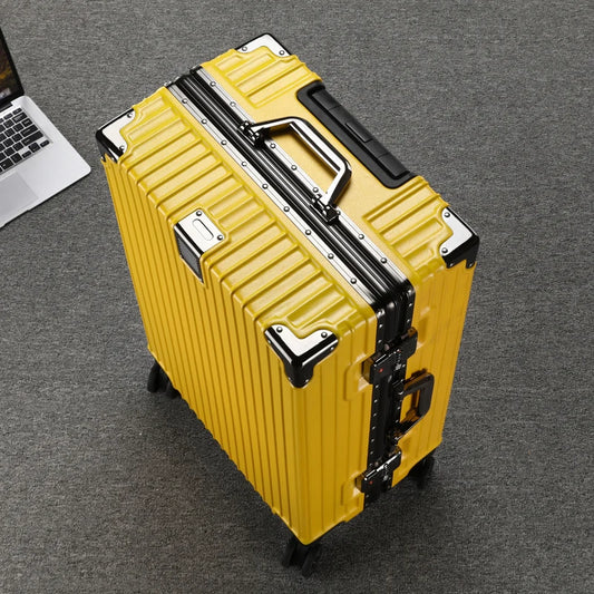 Durable Aluminum Frame Travel Suitcase - 20/26/28/30 Inch Wheeled Luggage with Password Lock & Large Capacity