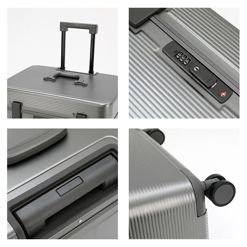 Aluminum Alloy Frame ABS Trolley Suitcase - Top-Opening Boarding Luggage with Universal Wheels & TSA Customs Code Lock
