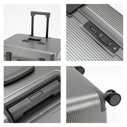 Aluminum Alloy Frame ABS Trolley Suitcase - Top-Opening Boarding Luggage with Universal Wheels & TSA Customs Code Lock