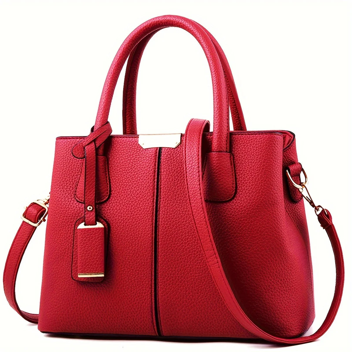 Lychee Grain Elegance – Chic European Shoulder & Crossbody Satchel