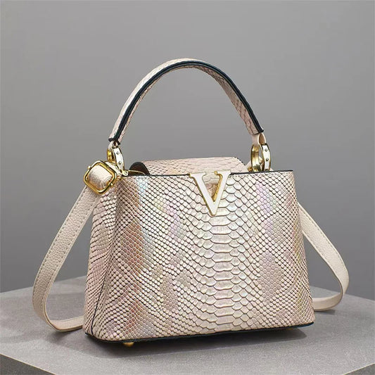 Astra Luxe - Genuine Leather Ostrich Pattern Shoulder & Crossbody Bag for Women
