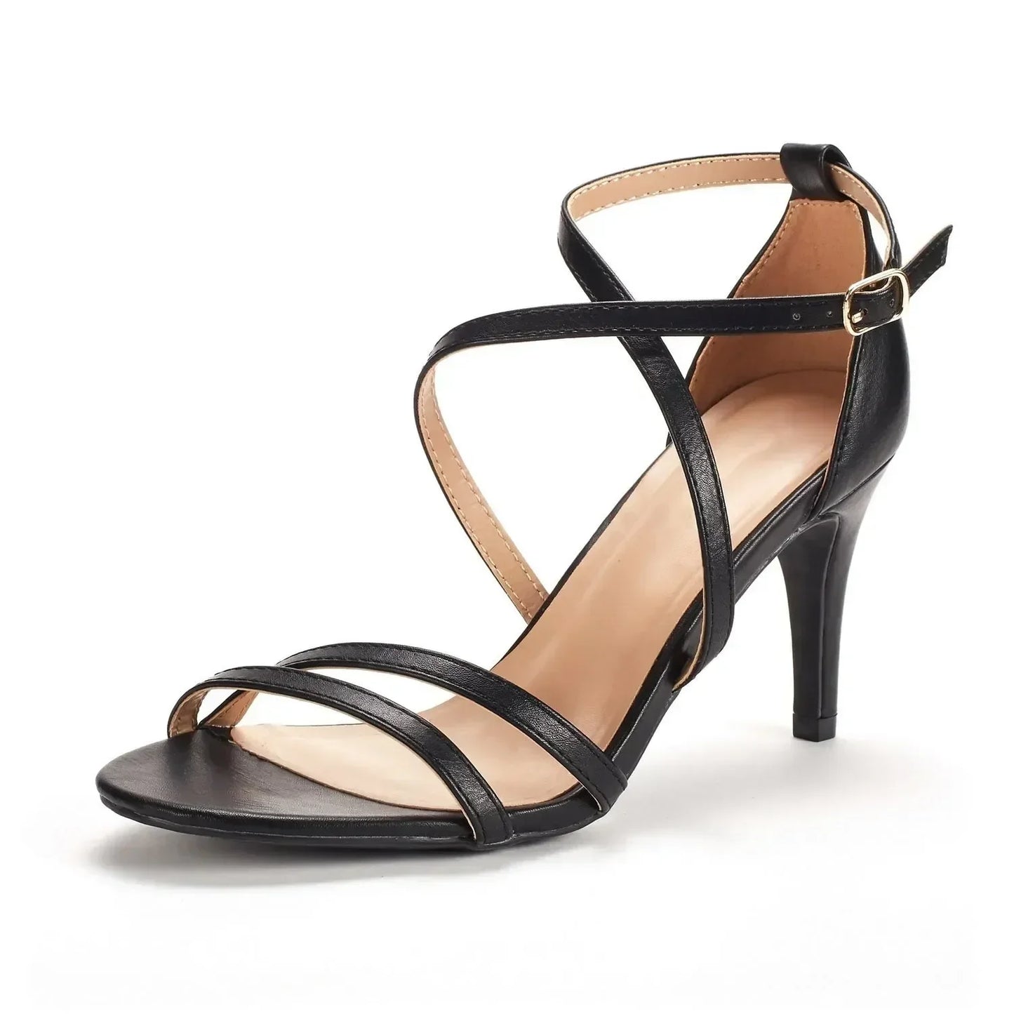 Large Size Women’s High Heel Sandals - 8cm Stiletto Pumps with Open Toe & Ankle Strap – Party, Wedding & Evening Shoes