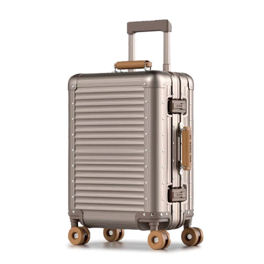 20-Inch All-Aluminum-Magnesium Alloy Carry-On Trolley Luggage - Stylish, Durable Travel Suitcase for Men & Women
