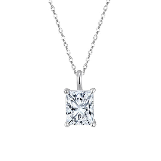 D Color VVS Radiant Cut Moissanite Pendant Necklace - 925 Sterling Silver Lab Diamond Necklace for Women, Wedding & Fine Jewelry