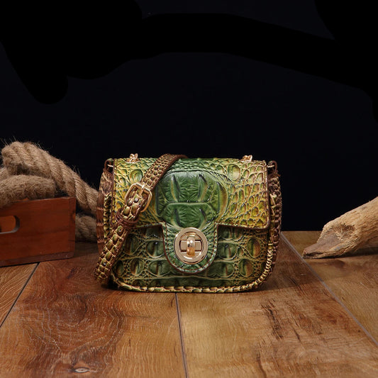 Mini Croco Flip Crossbody - Colorful Lipstick Shoulder Bag with Twist Lock