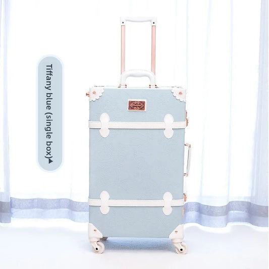 Vintage Style Retro Trolley Luggage - 360° Spinner Wheels Carry-On Suitcase for Women & Men, Pink, 20/22/24/26 Inch