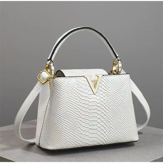 Astra Luxe - Genuine Leather Ostrich Pattern Shoulder & Crossbody Bag for Women