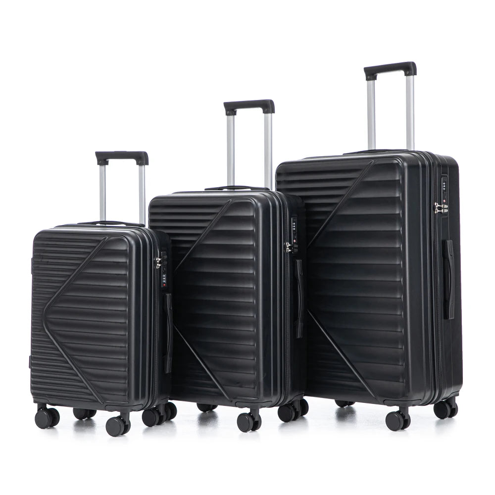3-Piece ABS Luggage Set - 20"/24"/28" Spinner Carry-On Suitcases with Matching Color & TSA Lock