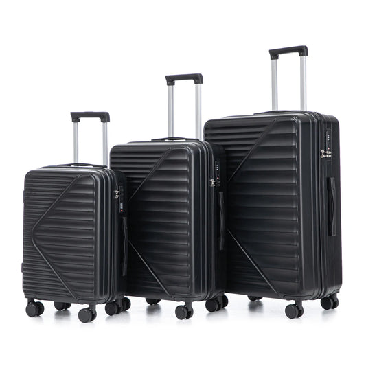 3-Piece ABS Luggage Set - 20"/24"/28" Spinner Carry-On Suitcases with Matching Color & TSA Lock