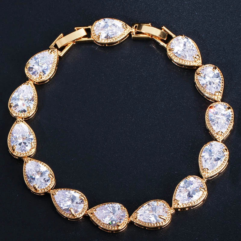 Brilliant Water Drop Cubic Bracelet - Elegant Bridal & Wedding Jewelry for Women