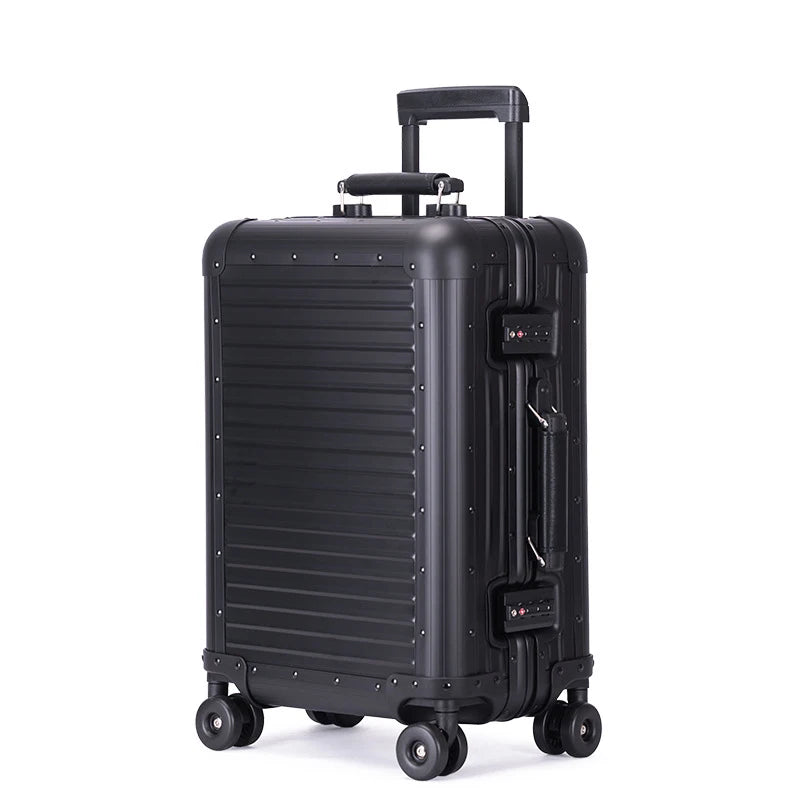 20-Inch All-Aluminum-Magnesium Alloy Carry-On Trolley Luggage - Stylish, Durable Travel Suitcase for Men & Women
