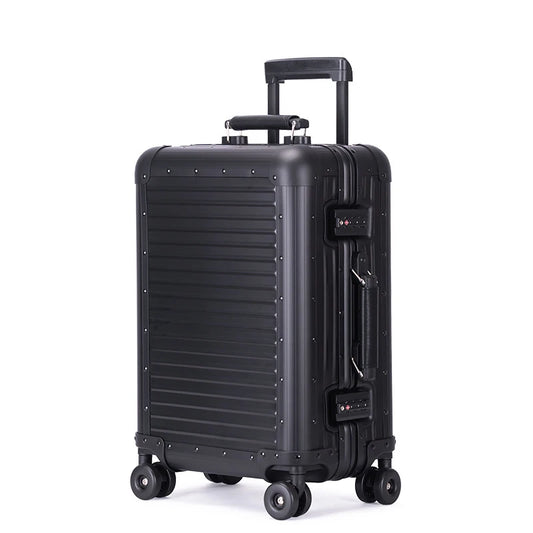 20-Inch All-Aluminum-Magnesium Alloy Carry-On Trolley Luggage - Stylish, Durable Travel Suitcase for Men & Women