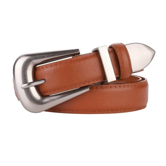 Women’s Genuine Burgundy Leather Belt - Gold Metal Buckle, Luxury Casual Strap for Jeans & Dresses
