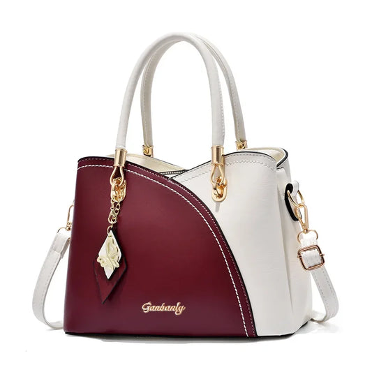 Elancia Patchwork Elegance - Luxury PU Leather Tote & Crossbody Bag for Women