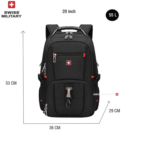 Swiss 17" Laptop Backpack - Waterproof Swiss-Style Multifunctional Travel Bag with USB Charging Port