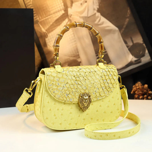 Astra Luxe - Genuine Leather Ostrich Pattern Shoulder & Crossbody Bag for Women