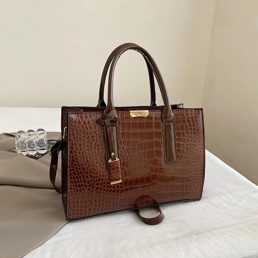 CrocLuxe Essential Tote - Elegant Large Capacity Work & Travel Handbag for Women
