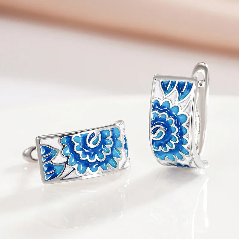 Elegant Handmade Enamel Earrings - Artistic Oil Drip Design, Minimalist Luxury Jewelry for Women