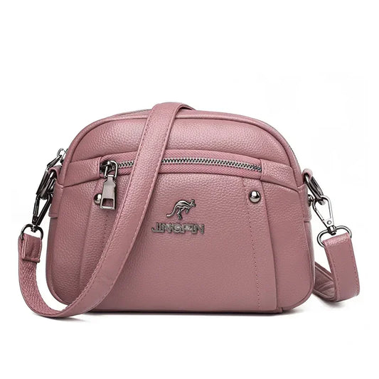 LuxeLayer Soft Leather Crossbody - Elegant Multi-Compartment Shoulder Bag for Women