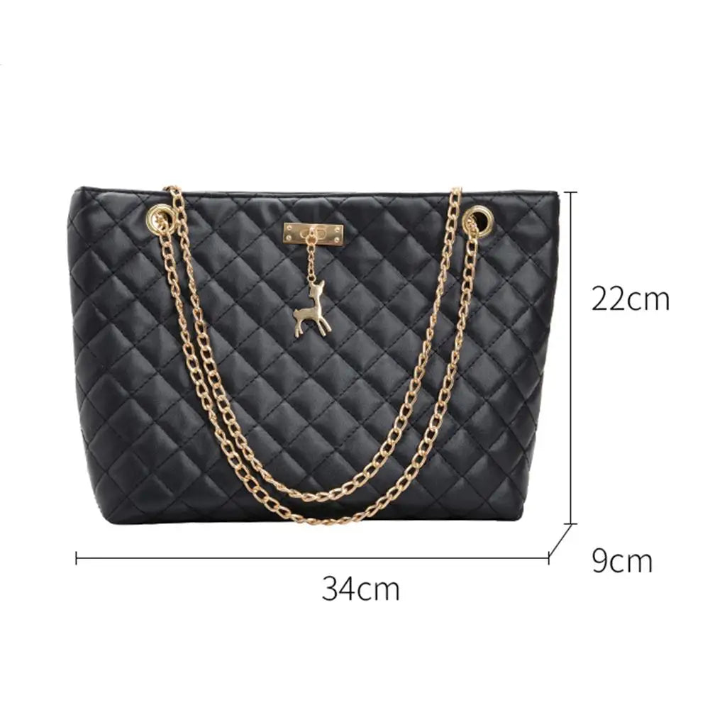 PU Leather Chain Shoulder Bag - Stylish Large-Capacity Handbag & Crossbody for Women