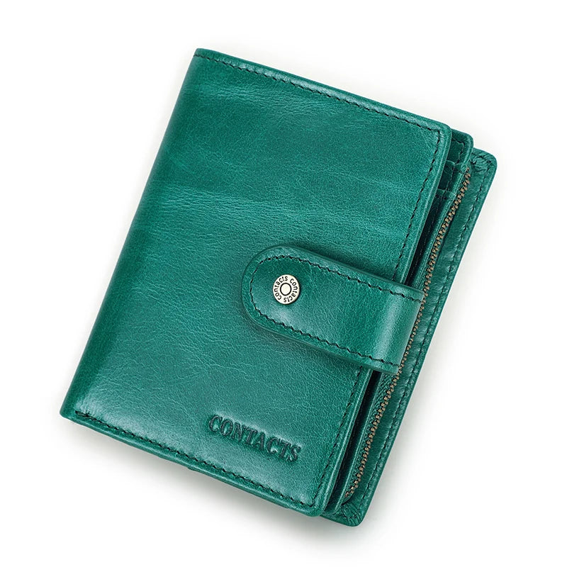 Genuine Leather RFID Vintage Men’s Wallet | Short Wallet with Coin Pocket & Zipper Card Holder