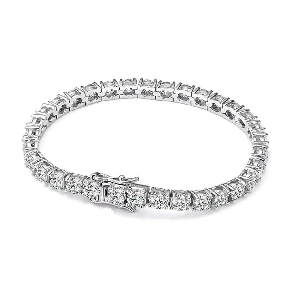 Moissanite Tennis Bracelet – GRA-Certified Sparkling Diamond Jewelry in 925 Silver Plated White Gold for Women & Men