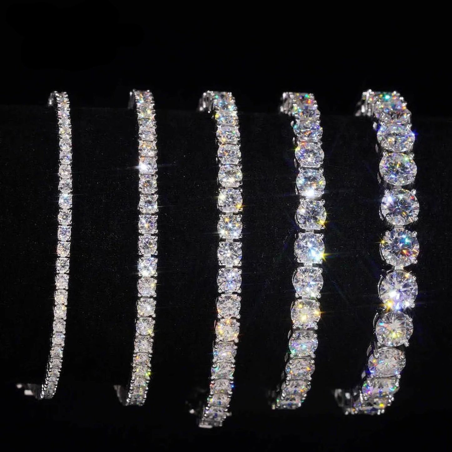 Iced Tennis Bracelet - 925 Sterling Silver Bling Chain for Men & Women, VVS Clarity Stones (2–6MM)