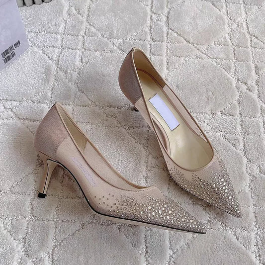 Spring & Autumn Women’s Mesh Stiletto Shoes - Pointed Toe, Shallow Design