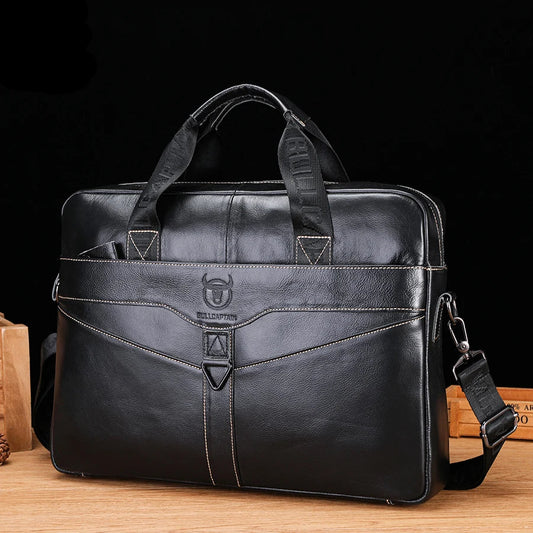 Men’s Genuine Leather Briefcase | Classic 15-Inch Laptop Shoulder Bag Office Business Handbag