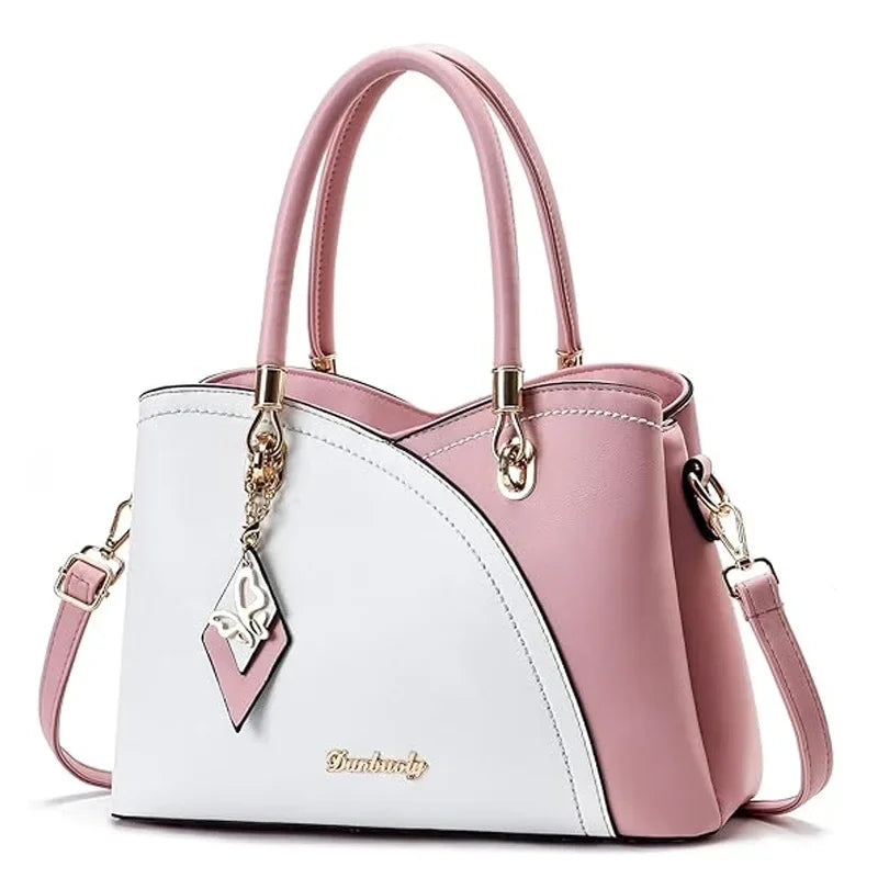 Elancia Patchwork Elegance - Luxury PU Leather Tote & Crossbody Bag for Women