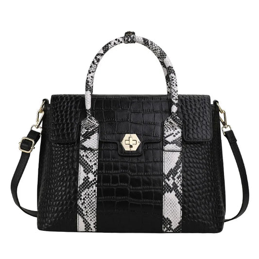 Aidrani Luxe Croco Cowhide Shoulder Bag - Elegant Large Capacity Leather Handbag for Women