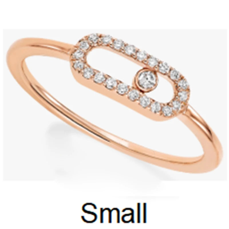 Exquisite Single Diamond Sliding Ring - 925 Sterling Silver Luxury Jewelry