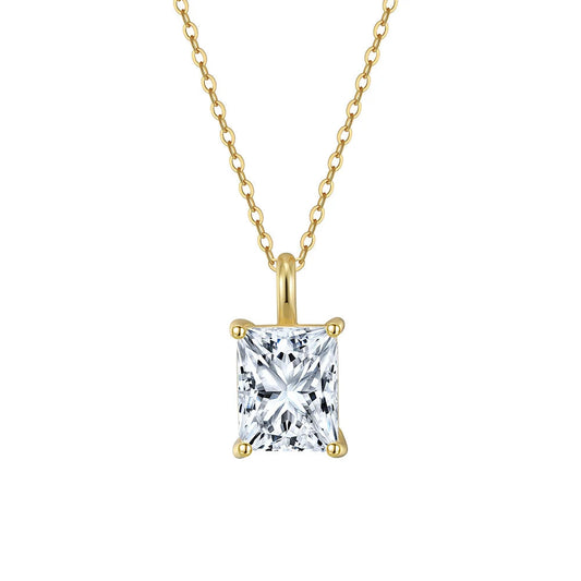 D Color VVS Radiant Cut Moissanite Pendant Necklace - 925 Sterling Silver Lab Diamond Necklace for Women, Wedding & Fine Jewelry