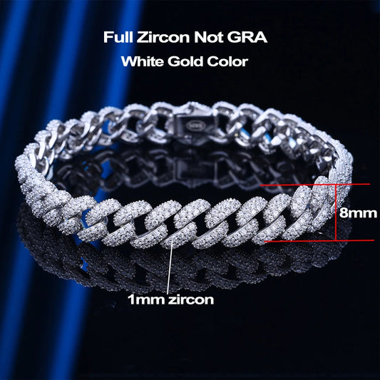 Moissanite Cuban Link Bracelet - 925 Sterling Silver Plated 18K Gold Jewelry for Women & Men, Diamond-Tested