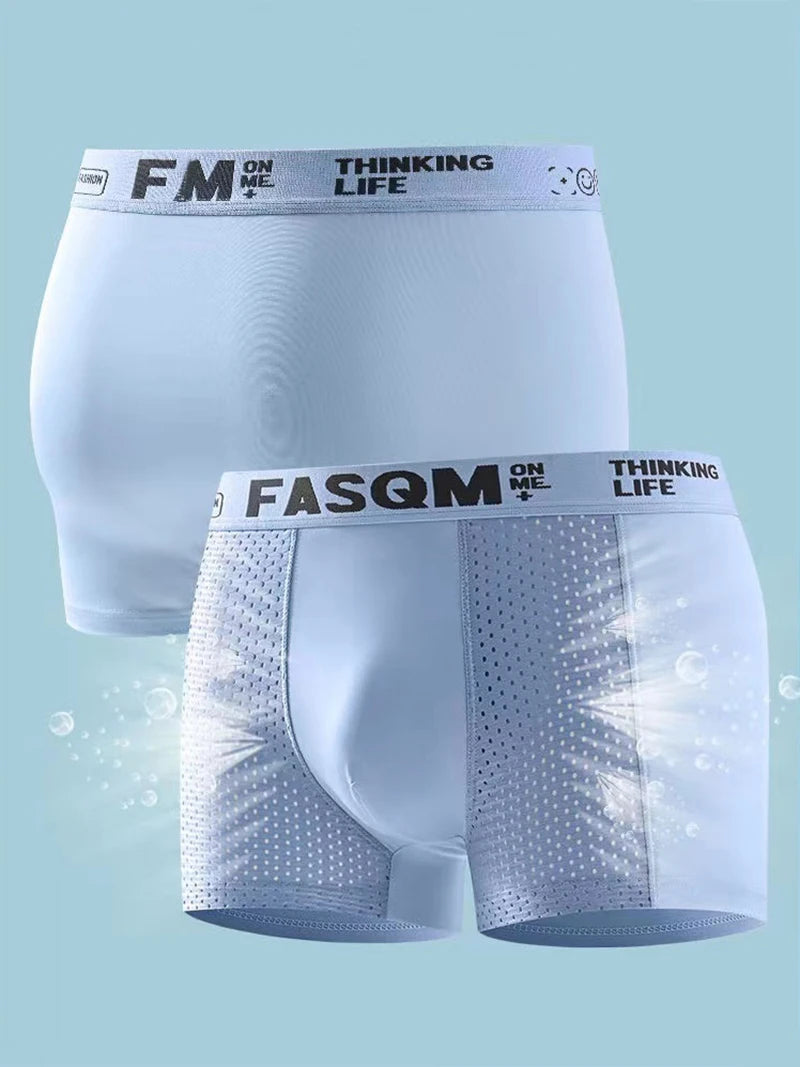 Men’s Mesh Ice Silk Boxer Shorts - 4 Pairs, Breathable Slim Fit Underwear, L–6XL