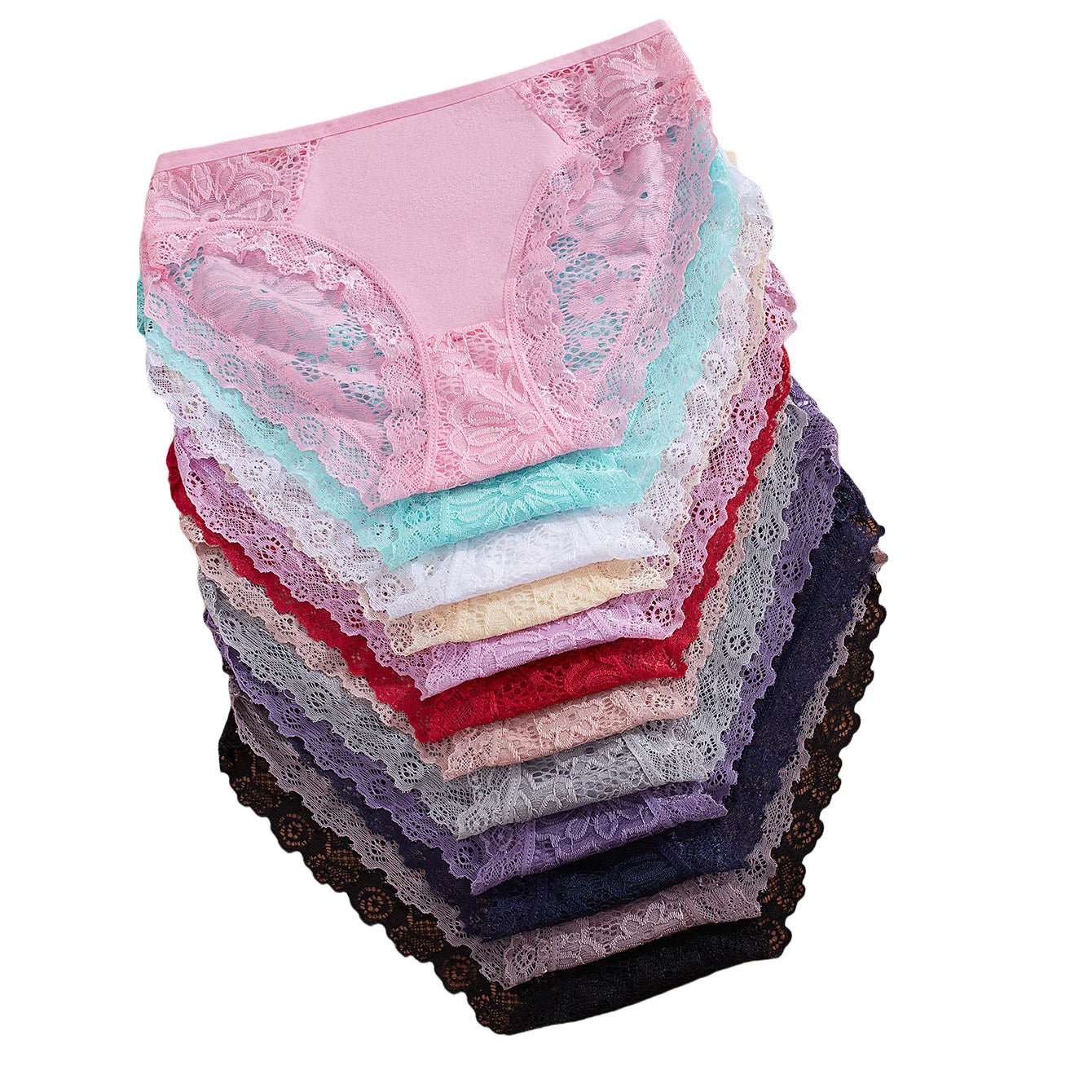 12-Pack Lace-Trimmed Triangle Panties - Luxury Comfortable & Sexy Women’s Underwear Set