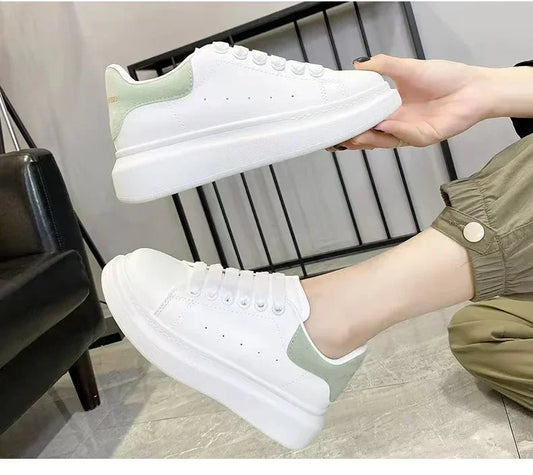 Spring Designer Wedges - White Platform Sneakers for Women, Casual Walking & Trainers