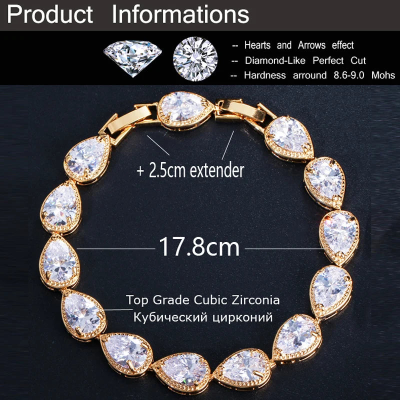 Brilliant Water Drop Cubic Bracelet - Elegant Bridal & Wedding Jewelry for Women