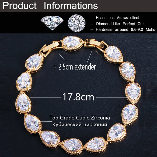 Brilliant Water Drop Cubic Bracelet - Elegant Bridal & Wedding Jewelry for Women