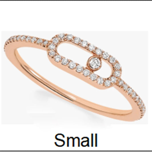 Exquisite Single Diamond Sliding Ring - 925 Sterling Silver Luxury Jewelry