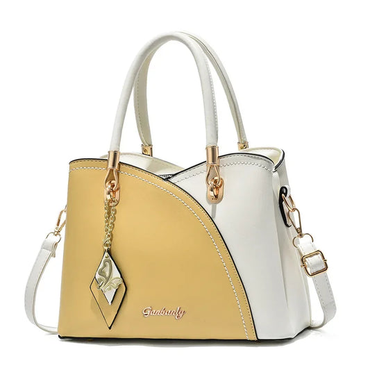 Elancia Patchwork Elegance - Luxury PU Leather Tote & Crossbody Bag for Women