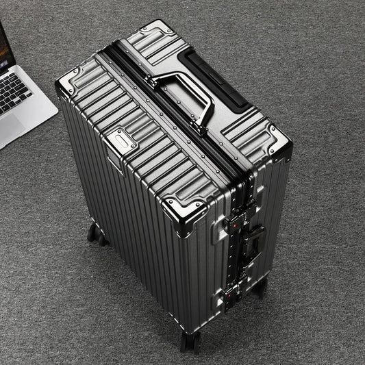 Durable Aluminum Frame Travel Suitcase - 20/26/28/30 Inch Wheeled Luggage with Password Lock & Large Capacity