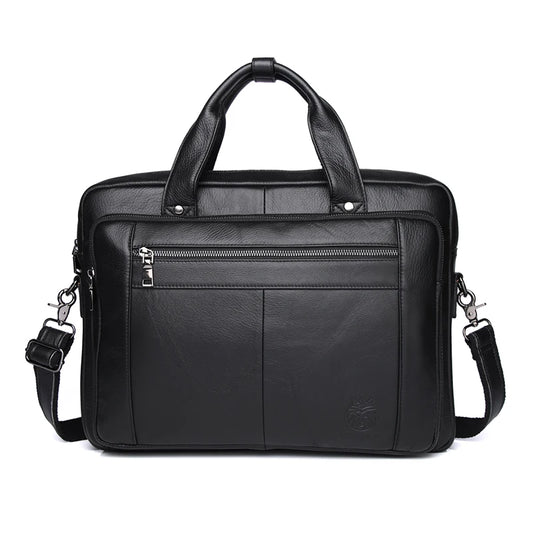 Genuine Leather Men’s Business Briefcase | Luxury 16-Inch Laptop Office Bag – Black Handbag & Computer Case