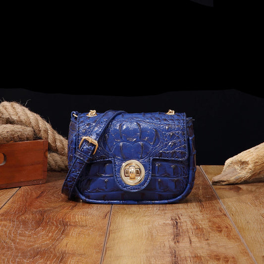 Mini Croco Flip Crossbody - Colorful Lipstick Shoulder Bag with Twist Lock