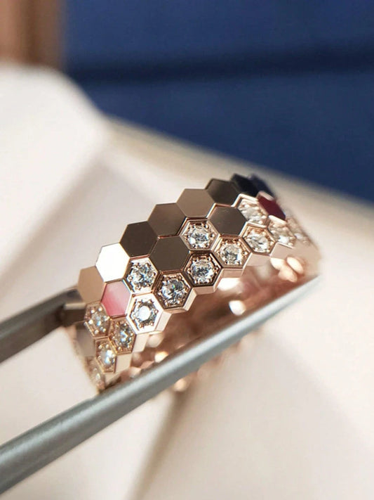 925 Sterling Silver Delicate Honeycomb Ring – Luxury Fine Jewelry for Women, Engagement & Wedding